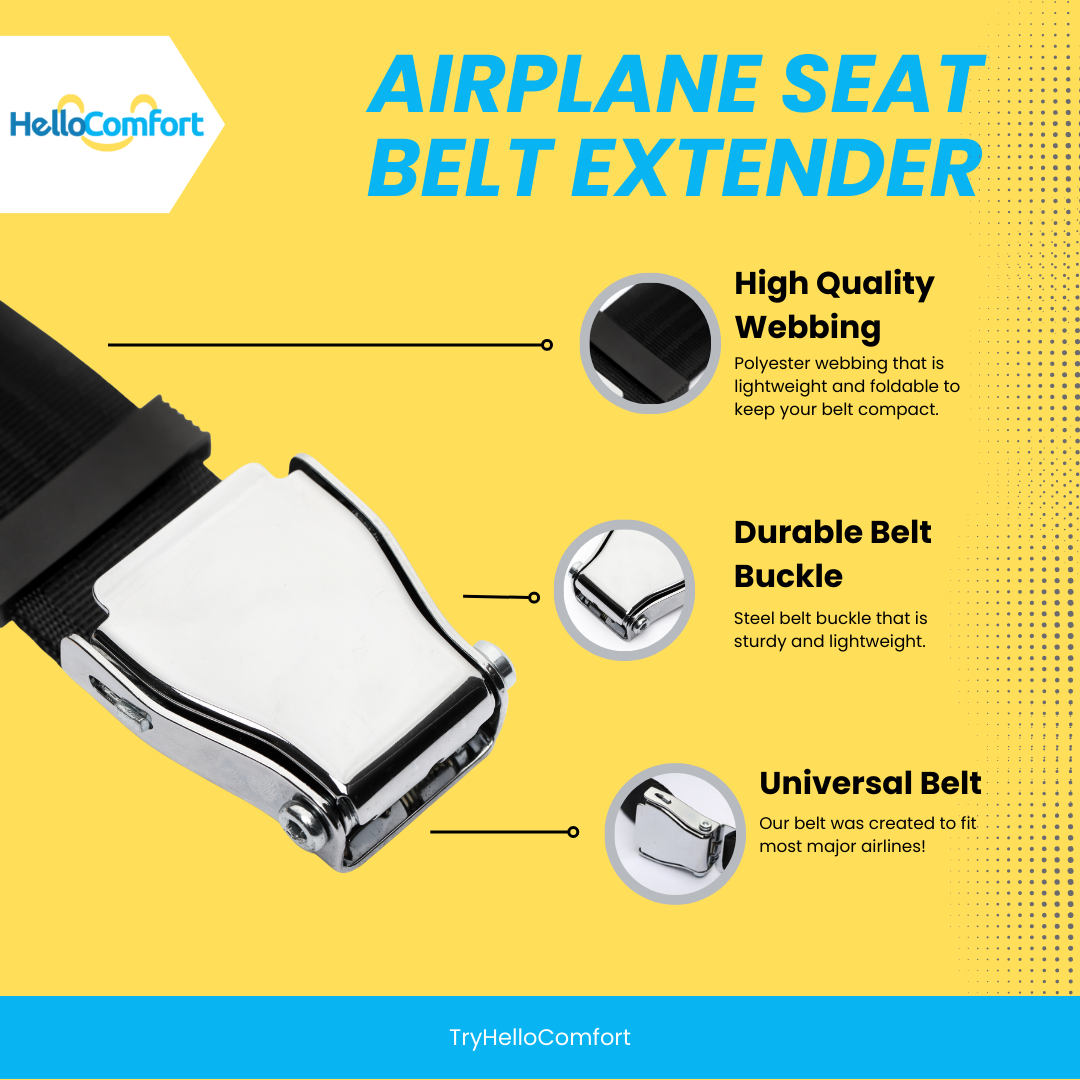 Airplane Belt Extender FAA Compliant Combo Pack - Fits All Airlines (Types  A & B)